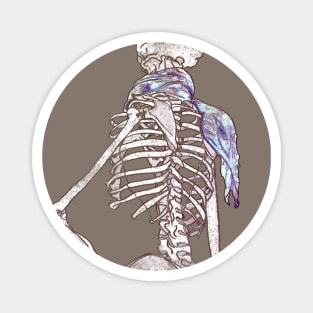 Skeleton in a Blue Scarf Vintage Look Magnet